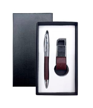 COFFRET Cadeau Noel - Stylo bille, Porte-clés métal simili cuir